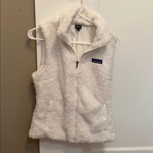 White Fuzzy Patagonia Zip Vest